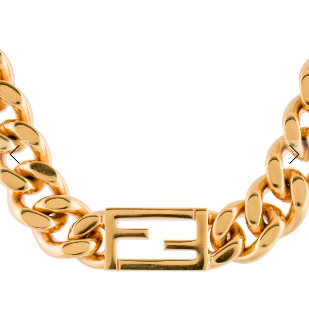 Fendi baguette gold Necklace with Logo